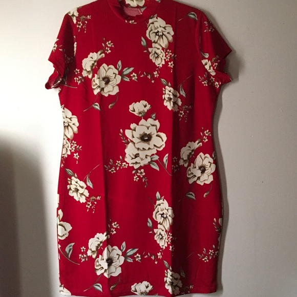 Red Floral Dress - Picture 3 of 5